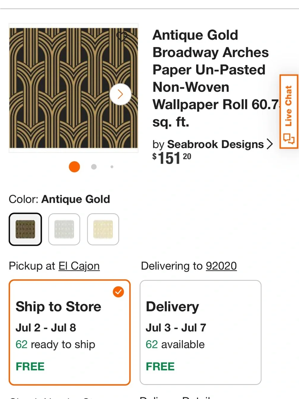 Antique Gold Broadway Arches Wallpaper